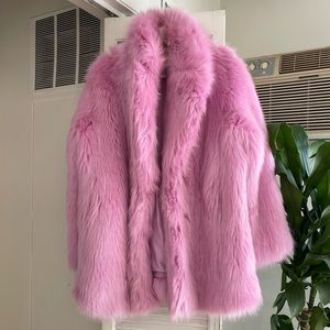 Faux fur pink coat